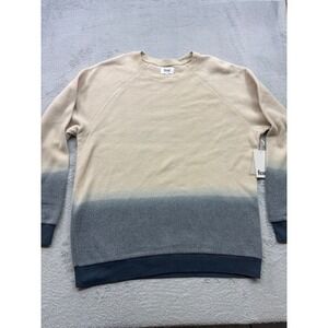 Feat Clothing Mens XXL Dip Dye Soft Sweatshirt Crewneck Pullover Beige Grey New